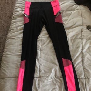 Black and neon pink leggings